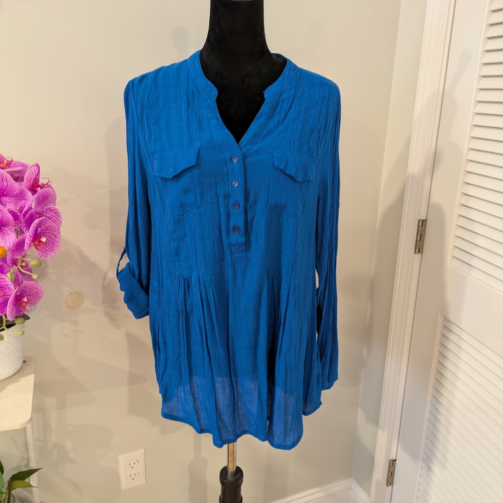 Zac & Rachel Vibrant Blue Blouse Size 1X